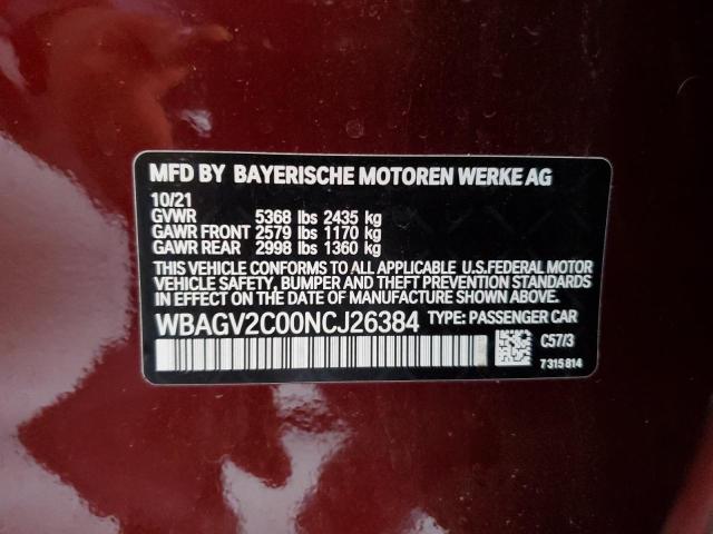 WBAGV2C00NCJ26384 BMW 840i