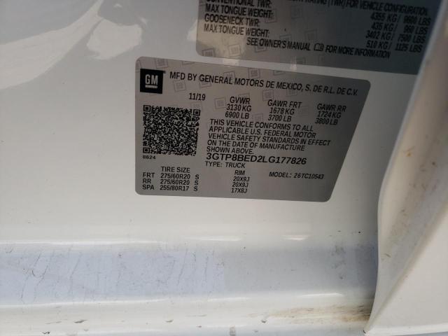 3GTP8BED2LG177826 GMC Sierra C1500 Sle