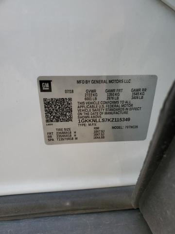 1GKKNLLS7KZ115349 GMC ACADIA SLE