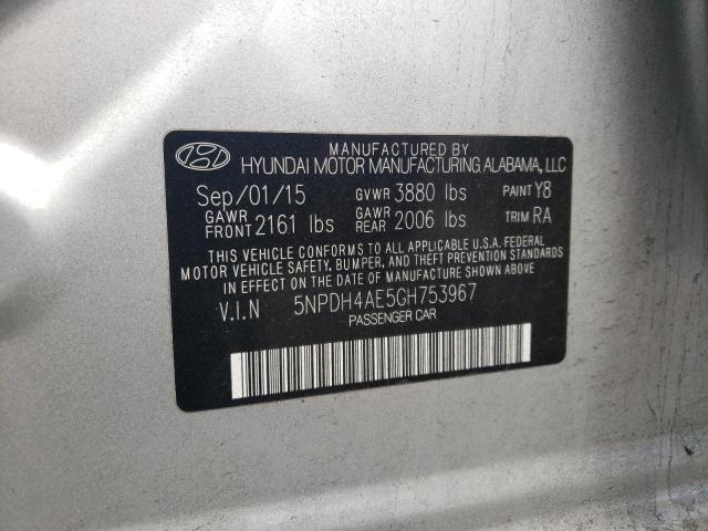 5NPDH4AE5GH753967 Hyundai ELANTRA SE