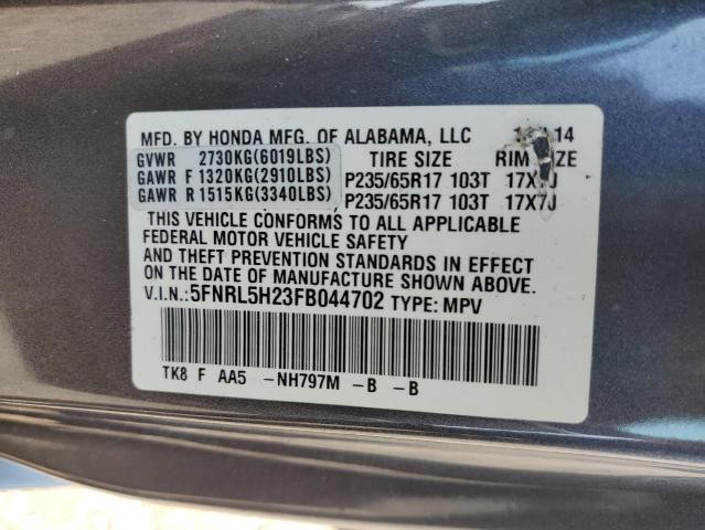 5FNRL5H23FB044702 Honda ODYSSEY LX