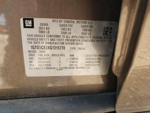 1GTG5CE3XG1315770 GMC CANYON SLE