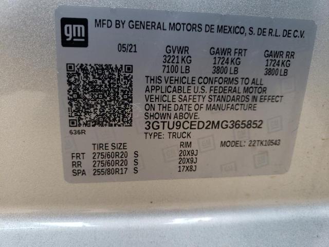 3GTU9CED2MG365852 GMC Sierra K1500 Elevation