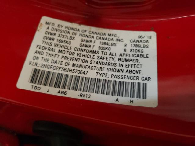 2HGFC2F56JH570647 Honda Civic Lx