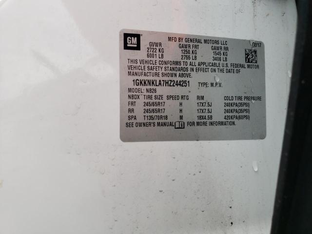 1GKKNKLA7HZ244251 GMC ACADIA SLE