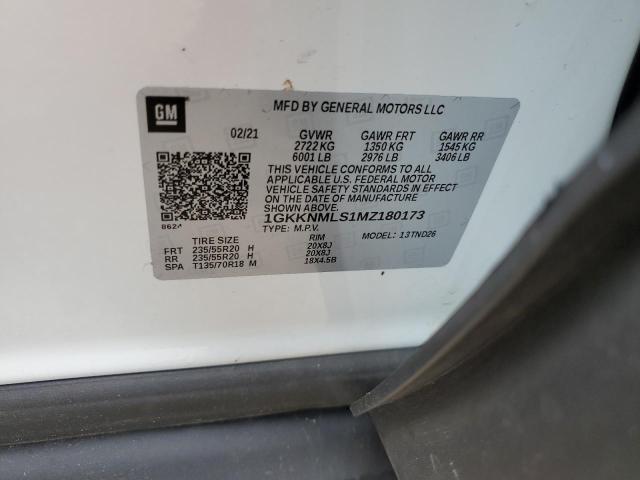 1GKKNMLS1MZ180173 GMC ACADIA SLT