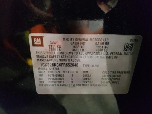 1GKS2BKCXFR652848 GMC YUKON SLT