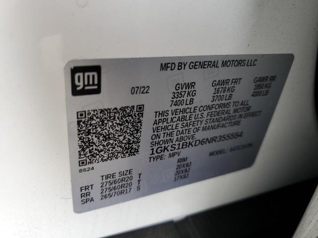 1GKS1BKD6NR355554 GMC YUKON SLT