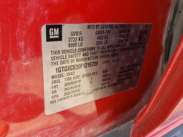 1GTG6CE39F1216739 GMC CANYON SLT