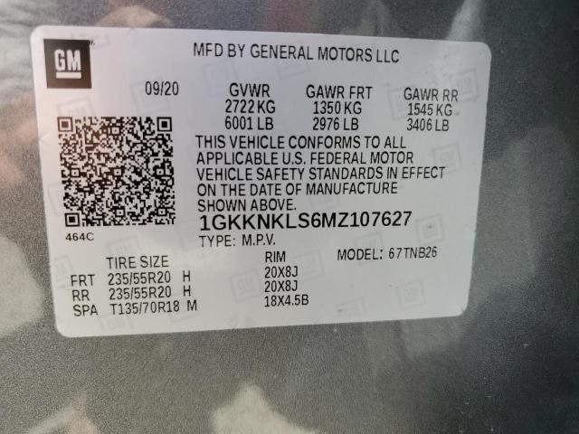 1GKKNKLS6MZ107627 GMC ACADIA SLE