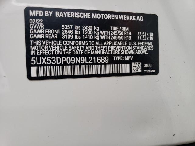 5UX53DP09N9L21689 BMW X3 Xdrive30i