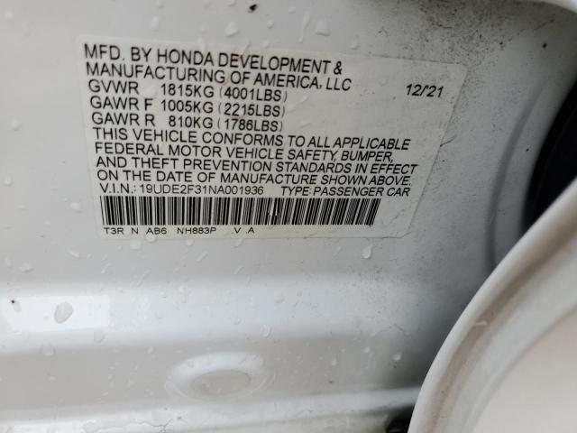 19UDE2F31NA001936 Acura ILX