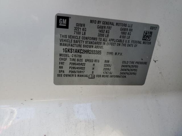 1GKS1AKC2HR283385 GMC YUKON SLE