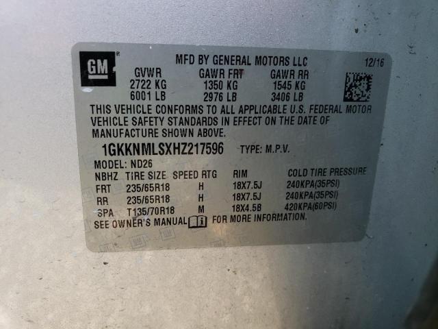 1GKKNMLSXHZ217596 GMC Acadia Slt-1