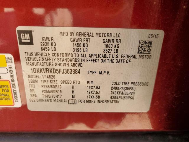 1GKKVRKD5FJ363884 GMC Acadia Slt-1
