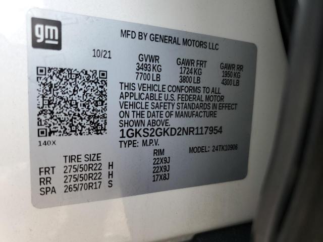 1GKS2GKD2NR117954 GMC Yukon Xl K1500 Slt