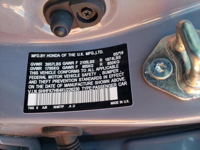 SHHFK7H64KU226230 Honda CIVIC EX