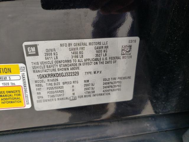 1GKKRRKD6GJ322329 GMC Acadia Slt-1