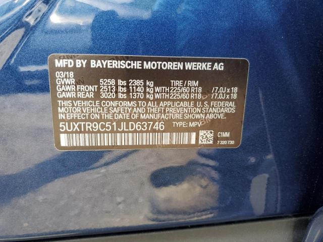 5UXTR9C51JLD63746 BMW X3 Xdrive30i