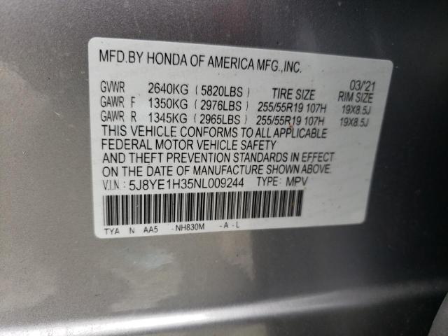 5J8YE1H35NL009244 Acura MDX