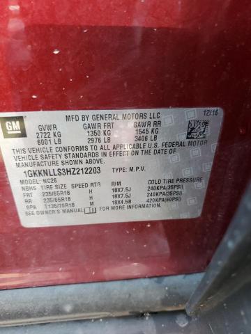 1GKKNLLS3HZ212203 GMC ACADIA SLE
