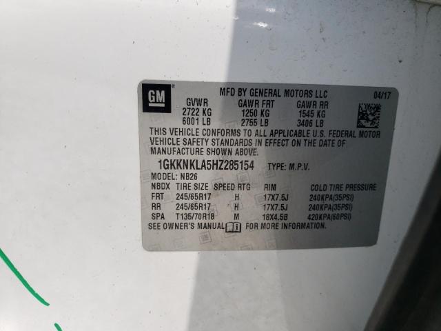 1GKKNKLA5HZ285154 GMC ACADIA SLE