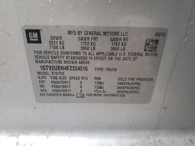 1GTV2UEH4FZ334316 GMC Sierra K1500 Sle