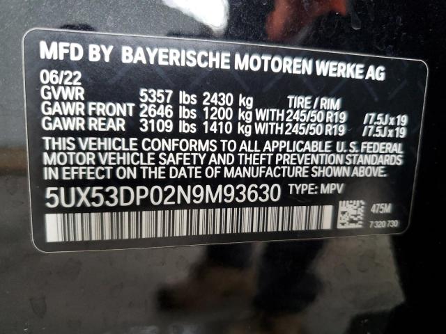 5UX53DP02N9M93630 BMW X3 Xdrive30i