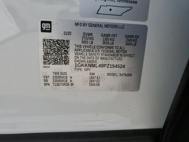 1GKKNML49PZ154524 GMC ACADIA SLT