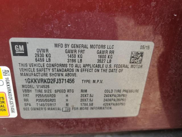 1GKKVRKD2FJ371456 GMC Acadia Slt-1