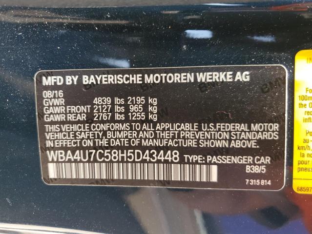 WBA4U7C58H5D43448 BMW 430I