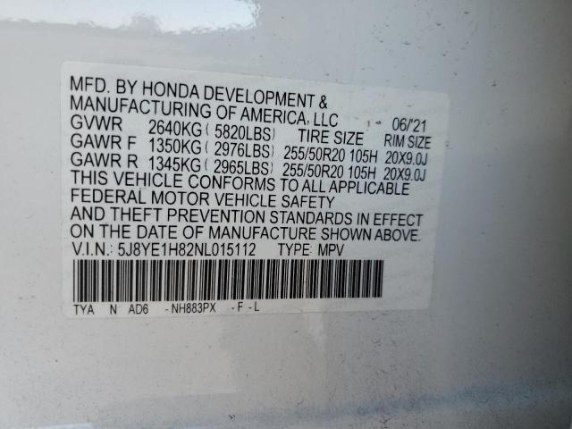 5J8YE1H82NL015112 Acura Mdx Advance