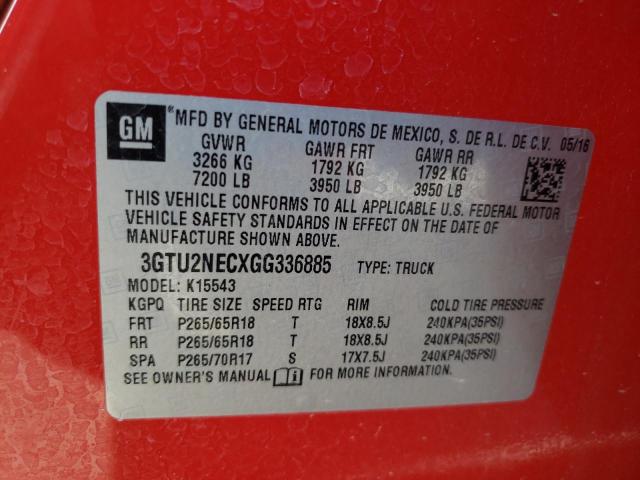 3GTU2NECXGG336885 GMC Sierra K1500 Slt