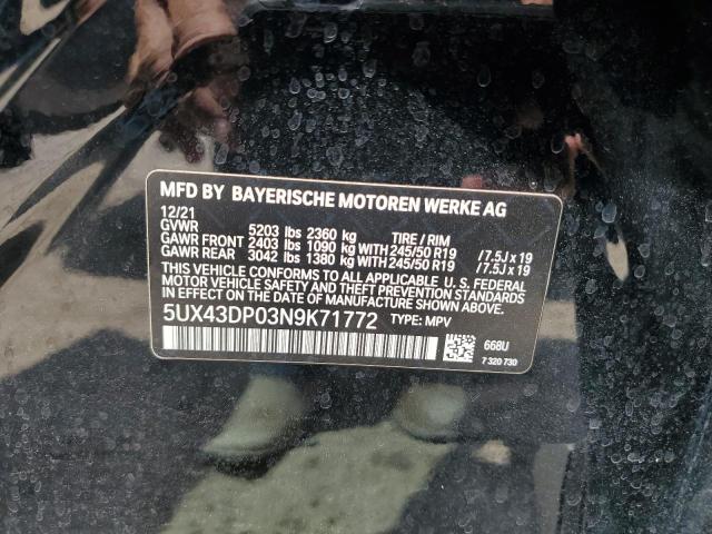 5UX43DP03N9K71772 BMW X3 Sdrive30i