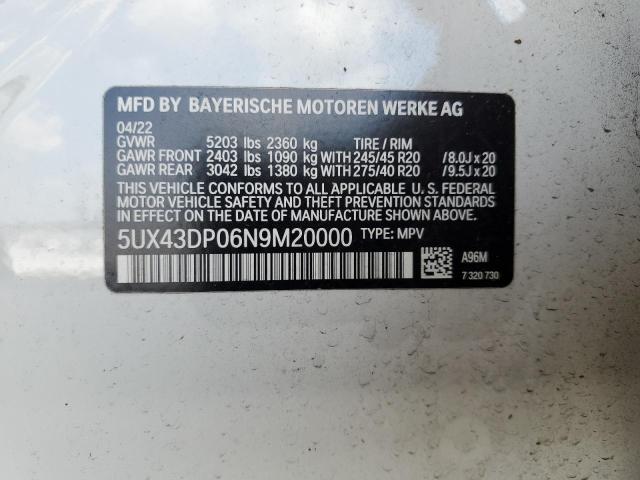 5UX43DP06N9M20000 BMW X3 Sdrive30i