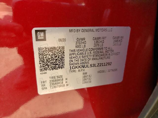 1GKKNULS3LZ211292 GMC ACADIA SLT