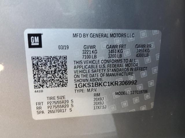 1GKS1BKC1KR306992 GMC YUKON SLT