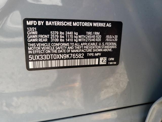 5UX33DT0XN9K76582 BMW X4 Xdrive30i