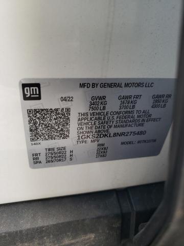 1GKS2DKL8NR275480 GMC YUKON DENALI
