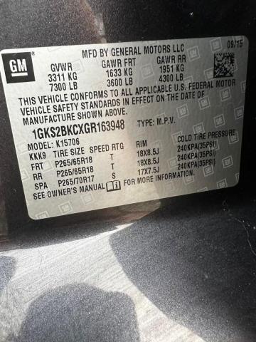 1GKS2BKCXGR163948 GMC YUKON SLT