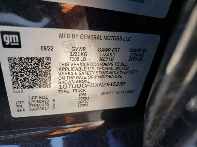 1GTUUCEDXNZ645230 GMC Sierra K1500 Elevation