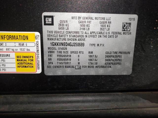 1GKKVNED4GJ250689 GMC ACADIA SLE