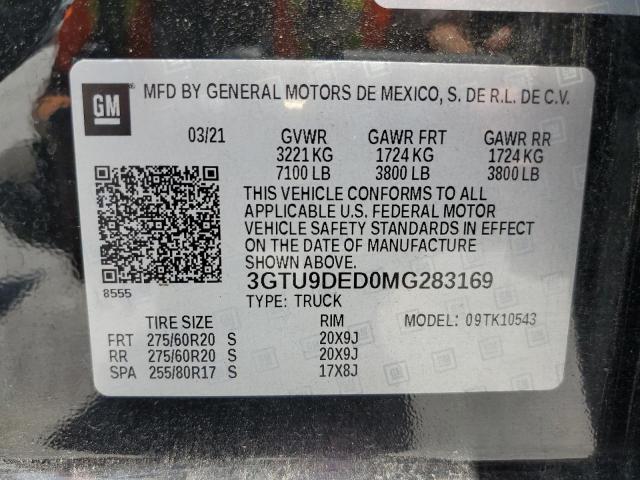 3GTU9DED0MG283169 GMC Sierra K1500 Slt