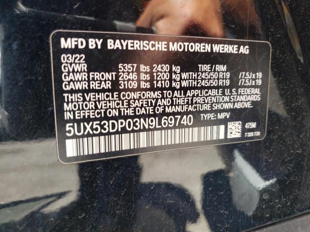 5UX53DP03N9L69740 BMW X3 Xdrive30i