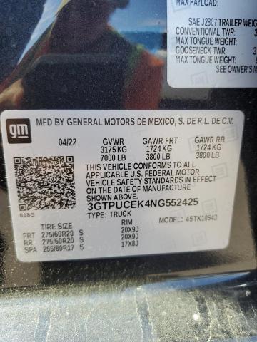 3GTPUCEK4NG552425 GMC Sierra K1500 Elevation