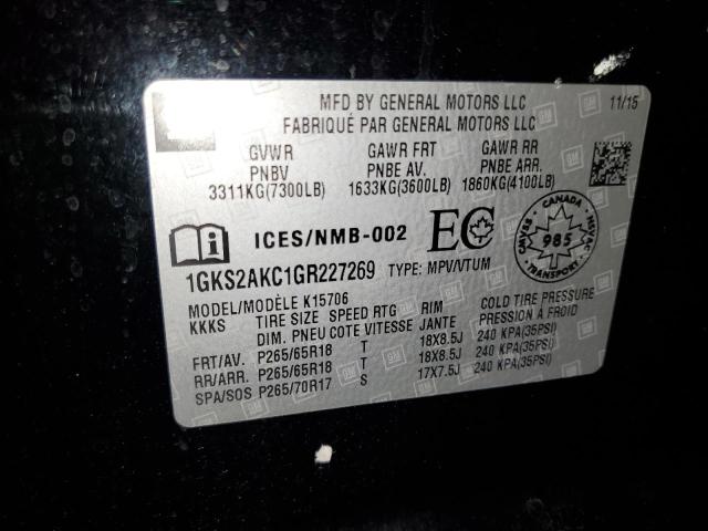 1GKS2AKC1GR227269 GMC YUKON SLE