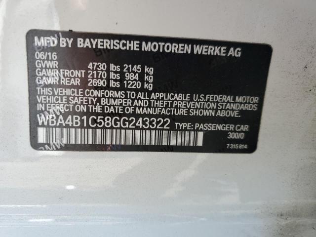 WBA4B1C58GG243322 BMW 435 I Gran Coupe