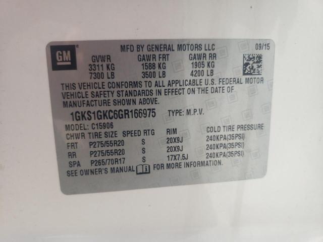 1GKS1GKC6GR166975 GMC Yukon Xl C1500 Slt