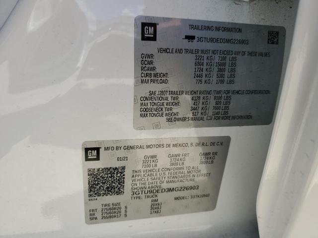 3GTU9DED3MG226903 GMC Sierra K1500 Slt