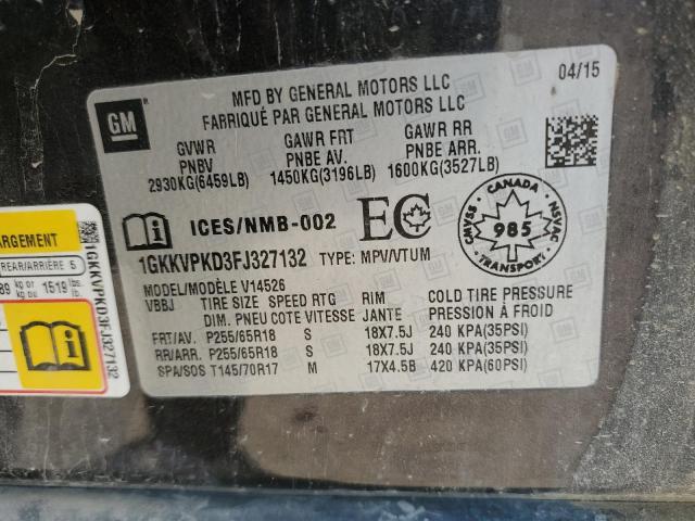 1GKKVPKD3FJ327132 GMC ACADIA SLE